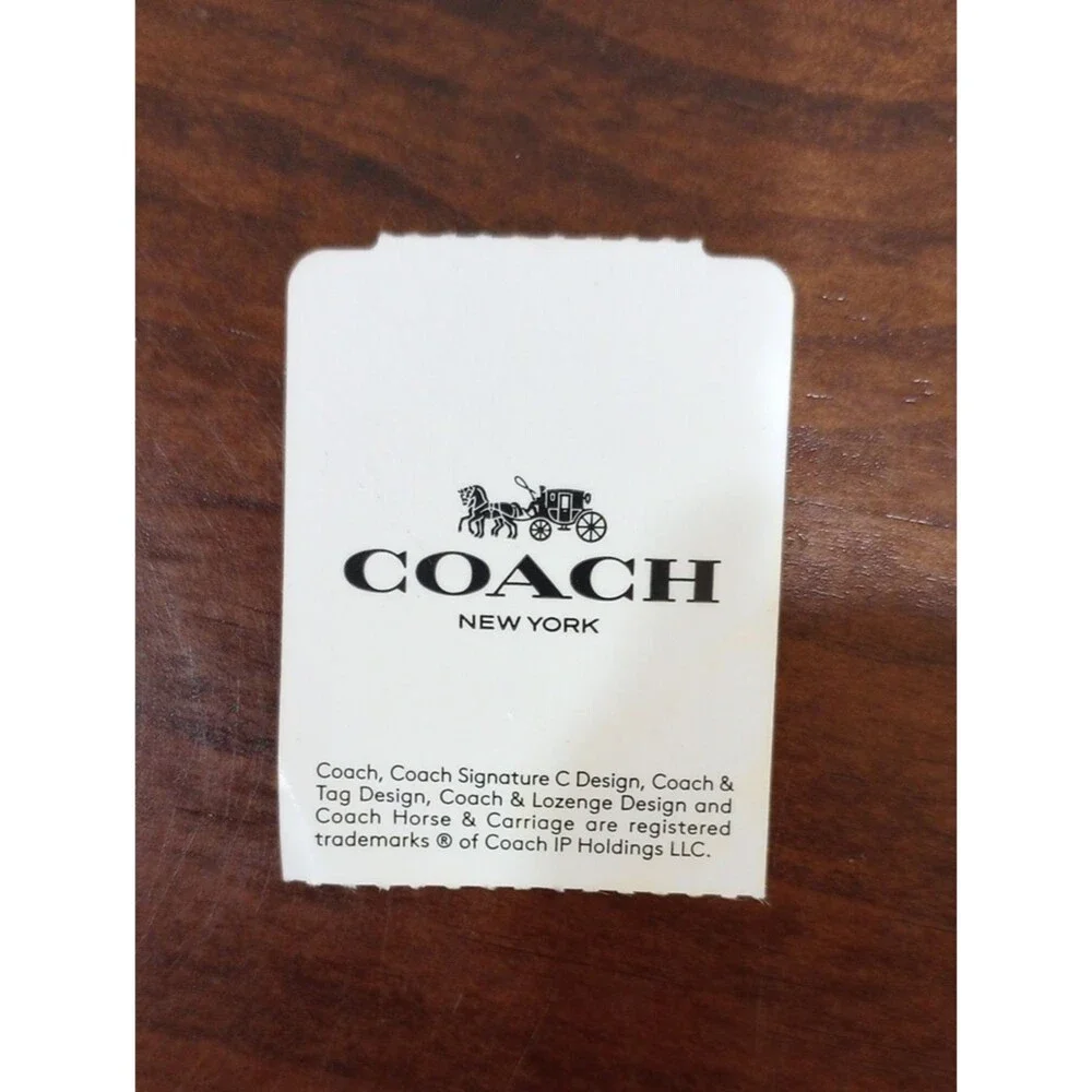 Coach Black Leather Striped Slim Case Card Holder - New!